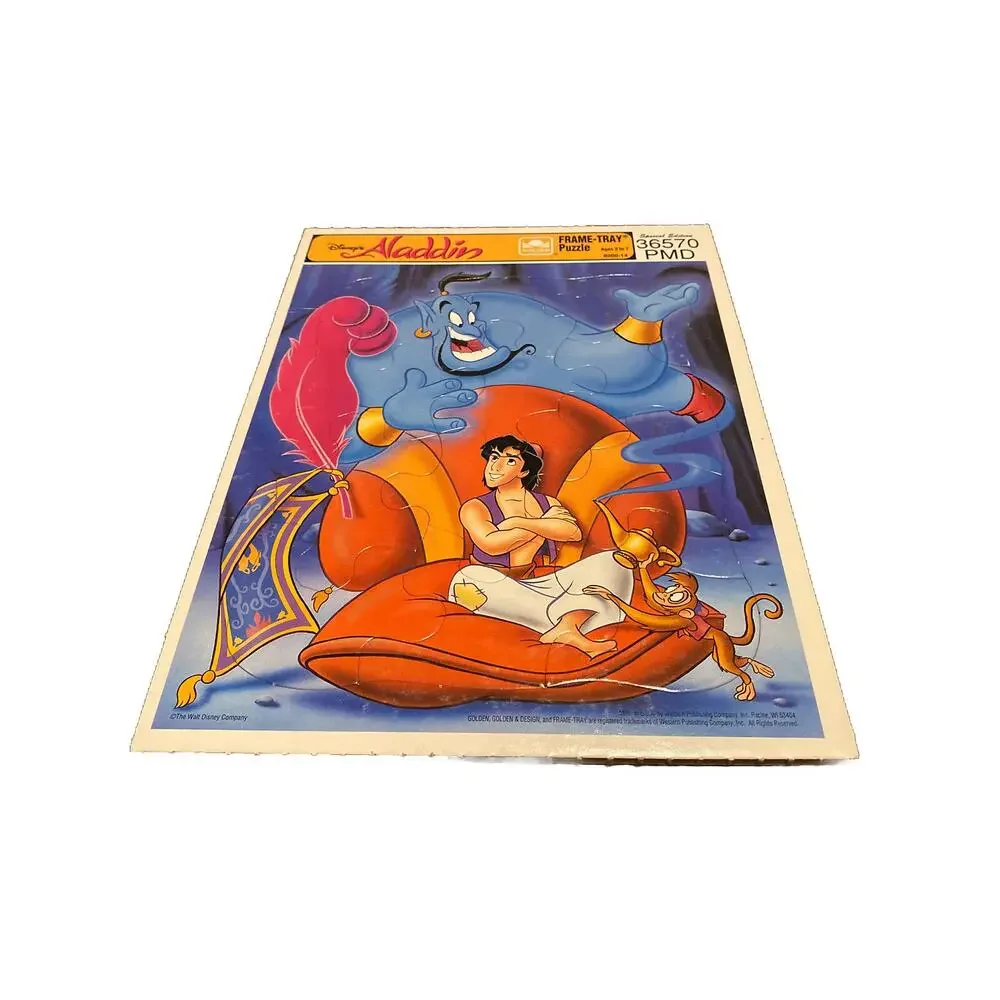 Disney Aladdin Genie Abu Golden Frame Tray VTG Puzzle‎ 8 X 11 Golden Books